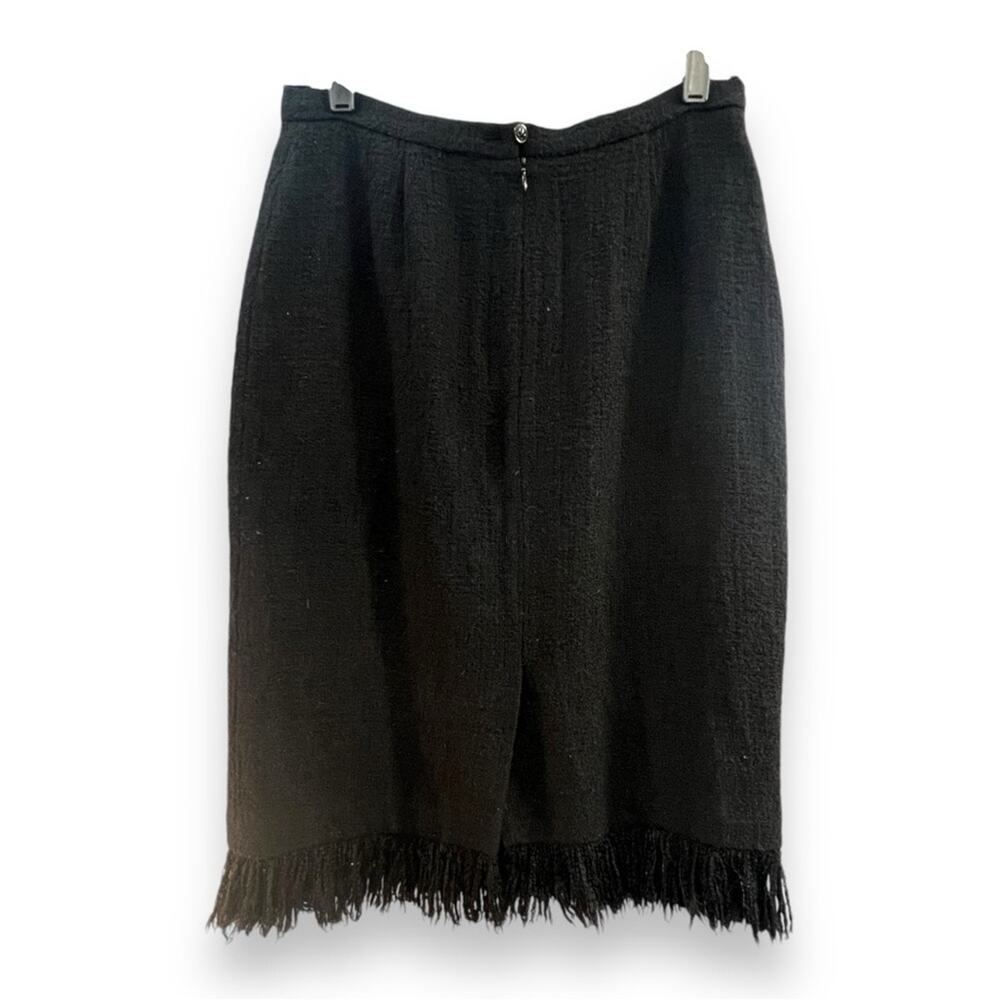 Albert Nipon Wool Pencil Skirt With Fringe Hem Sz… - image 3